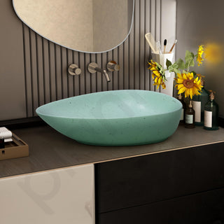 Plantex Table Top Wash Basin for Bathroom/Designer Ceramic Basin/Oval Countertop Vessel Sink Basin for Home/Office (Pistachio Green - 22 x 15 x 5 Inch)