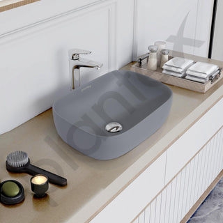 Plantex Ceramic Tabletop Washbasin/Bathroom Basin Sink/Basin for Bathroom/Wash Basin for Restaurant, Hotel (Matt Grey - 18 x 13 x 5 Inch)