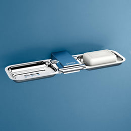 Plantex 304 Grade Stainless Steel Double Soap Holder for Bathroom/Dual Soap Case/Wall Mount Soap Holder/Bathroom Accessories - Pack of 1 (Regent, Chrome)