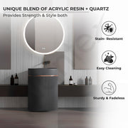 Plantex Pedestal Wash Basin/Acrylic Resin & Quartz Free Standing Wash Basin/Oval Basin for Bathroom/Home/Office - (10047, Grey)
