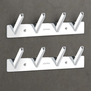 Plantex Wall Hooks for Hanging Cloth/Stainless Steel Towel Hangers/Bathroom Robe Hooks/Door Hangers/Square Wall Hook/Hook Rail for Hanging Keys - 4 Hooks (Pack of 2, Chrome)