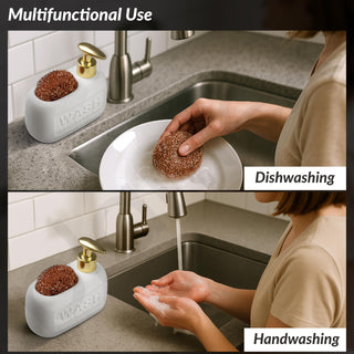 Plantex Ceramic Soap Dispenser with Scruber/Liquid Soap Dispenser/Sink Dish Washing Soap Dispenser Set/Soap Dispenser for Wash Basin Ceramic - Bathroom Accessories