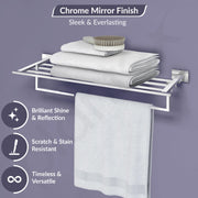 Plantex 304 Grade Stainless Steel 24 Inches Large Towel Rack for Bathroom/Towel Holder/Towel Stand for Bathroom Accessories - Benz (Chrome)