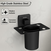 Plantex Tumbler Holder for Bathroom/Stainless Steel Toothpaste Holder/Toothbrush Holder/Bathroom Accessories - Pack of 1 (Black)