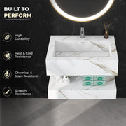 Plantex Floating Vanity/Slab Tile Vanity with Washbasin for Bathroom/Wall Mount Cabinet with Sink - (Culcutta Gold - 60 X 45 cm)