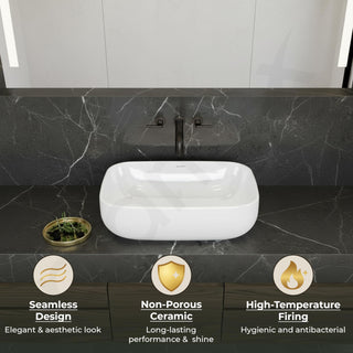 Plantex Platinum Ceramic Tabletop Rectangular Wash Basin/Washbasin for Bathroom/10 Years Glaze Warranty by Plantex/Small Wash Basin (White - 18 x 13 x 5 Inch)