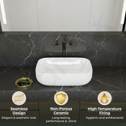Plantex Platinum Ceramic Tabletop Rectangular Wash Basin/Washbasin for Bathroom/10 Years Glaze Warranty by Plantex/Small Wash Basin (White - 18 x 13 x 5 Inch)