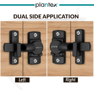 Plantex 180 Degree Sliding Door Lock - Flip Latch for Sliding Gate & Main Door - Baby Latch for Bathroom & Bedroom - Black