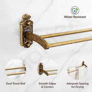 Plantex Dual Towel Rod for Bathroom/Towel Hanger/Towel Holder/24 Inch Towel Bar/Bathroom Accessories - Pack of 1 (Brass Antique)