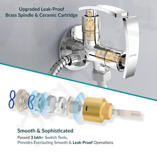 Plantex Pure Brass 2 way Angle Valve Tap/Angle Cocke for Bathroom with Teflon Tap (ZUR-1506, Chrome)