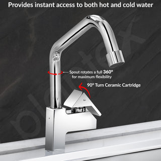 Plantex Pure Brass Sink Tap for Kitchen with 360° Swivel Spout/Kitchen Sink Tap with Water Saving Aerator-7 Year Warranty (PRI-313-Mirror-Chrome Finish)