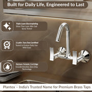 Plantex Mixer Tap for Kitchen Sink with 360Â° Swivel Spout/Sink Mixer Tap Hot and Cold with Teflon Tape & Wall Flange/Bathroom Accessories - (Star, Chrome)