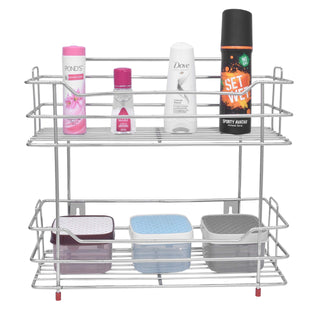 Plantex Stainless Steel Kitchen Rack Stand/2-Tier Spice Rack For Kitchen Storage/Multipurpose Masala Stand for Kitchen