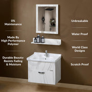 Plantex Unbreakable Bathroom Vanity Cabinet & Washbasin Set/Washbasin with Cabinet/Basin Cabinet for Bathroom with Mirror (White)