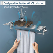 Plantex 304 Grade Stainless Steel Towel Rack for Bathroom/Towel Stand/Hanger/Bathroom Accessories - Niko (24 Inch-Chrome)