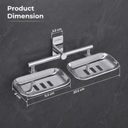 Plantex J4 Stainless Double Soap Dish/Self Adhesive Dual Soap Holder for Bathroom/Soap Case/Stand/Soap Bar/Bathroom Accessories - Pack of 1 (Chrome)