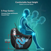 Plantex Imported Commode for Toilet/Rimless Siphonic Vacuum Jet Flush Western Commode/Floor Mounted Western Toilet with Soft Closing Toilet Seat - (Black Matt)