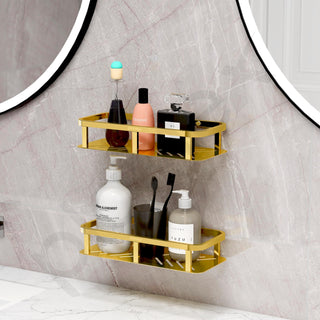 Plantex Stainless 304 Grade Steel Shelf for Bathroom/Kitchen Rack - Bathroom Accessories - Pack of 2 (12X5 Inches-PVD Gold Finish)