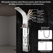 Plantex 304 Grade Stainless Steel Shower Panel/6 in 1 Shower System/Handshower with Waterfall Outlet/Tub Spout/Body Massage Spray With Hot &cold Mixer- (1015, Chrome)