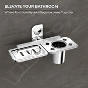 Plantex Dream Stainless Steel 2 in1 Soap Dish with Tumbler Holder/Soap Holder/Bathroom Accessories - Chrome