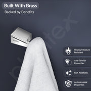 Plantex Smero Pure Brass Made Hooks for Hanging Clothes and Towel in Bathroom/Robe Hook/Hanger for Living Room - Arrete (Chrome)
