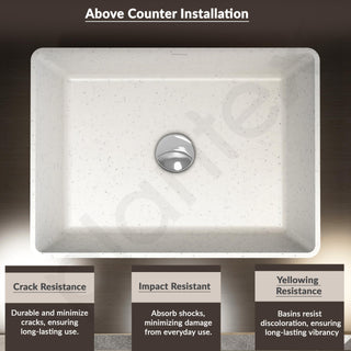 Plantex Granite Quartz Counter Top WashBasin for Bathroom/Rectangle Tabletop Wash Basin/Vessel Sink Wash Basin Over Counter for Home/Restaurant (Grey Stone - 18 x 13 x 5 Inch)