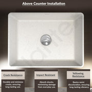 Plantex Granite Quartz Counter Top WashBasin for Bathroom/Rectangle Tabletop Wash Basin/Vessel Sink Wash Basin Over Counter for Home/Restaurant (Grey Stone - 18 x 13 x 5 Inch)