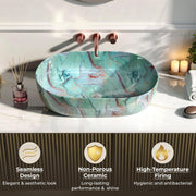 Plantex Tabletop Wash Basin for Bathroom/Designer Hand Wash Sink /Oval Countertop Bathroom Sink/Home/Office (21.5 x 13.5 x 6 Inch)