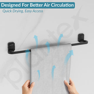 Plantex 304 Grade Stainless Steel Towel Holder in Batrhoom/Single Towel Rod/Holder for Bathroom Accessories - Cute (Black - 24 Inch)