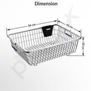 Plantex Heavy-Duty Stainless-Steel Dish Drainer Basket for Kitchen Utensils/Dish Drying Rack/Plate Stand/Bartan Basket (Medium Size-58x45x20cm)