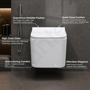 Plantex Platinum Ceramic Wall Hung Commode/P Trap Western Commode for Toilet/Rim Washdown Western Toilet with Soft Close Toilet Seat Cover- (White)
