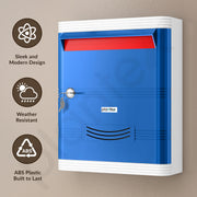 Plantex Durable Plastic Letter/Suggestion Box for Office With Key Lock - Post/Complaint Box for Home - Wall Mounted (Blue & White)