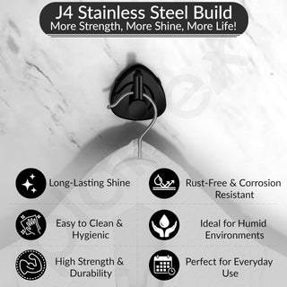 Plantex J4 Stainless Steel Clothes Hanger for Wall/Hangers for Bathroom/Robe Hook/Bathroom Accessories (PVD Black Finish) Angel