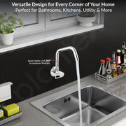 Plantex Pure Brass Kitchen Sink Tap Faucet/Wall Mount Sink Faucet with Wall Flange and Teflon Tape/Water Nal Tap with 360 Swiwel spot with Water Saving nozzel - Pack of 1 (Chrome, 3211)