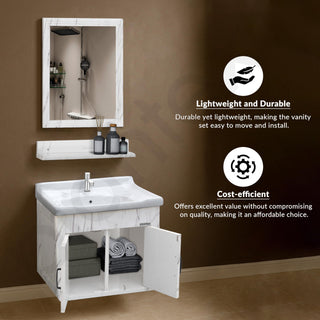 Plantex Unbrekable Bathroom Vanity Cabinet & Washbasin Set/Washbasin with Cabinet/Basin Cabinet for Bathroom with Mirror (White)