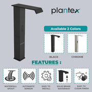 Plantex Solid Brass Sensor Tap for Wash Basin/Touchless Basin Faucet DC Operated/Electronic Pillar Tap-Black