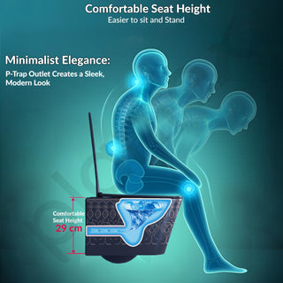 Plantex Ceramic Commode for Toilet/Rimless Washdown Western Toilet/P Trap Commode with Soft Closing Toilet Seat Cover - (LAS04, Blue)