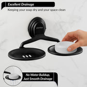 Plantex 304 Grade Stainless Steel Bathroom Double Soap Holder/Wall Mounted Soap Holder/Bathroom Accessories - Cubic (Black)