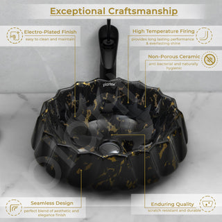 Plantex Ceramic Basin for Bathroom/Table Top Wash Basin/Washbasin for Living Room, Restaurant (Marble Finish, 17 x 15 x 6 Inch)