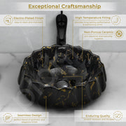 Plantex Ceramic Basin for Bathroom/Table Top Wash Basin/Washbasin for Living Room, Restaurant (Marble Finish, 17 x 15 x 6 Inch)