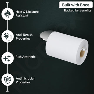 Plantex Smero Pure Brass Toilet Paper Roll Holder for Washroom/Tissue Holder/Toilet Paper Holder Stand for Bathroom/Kitchen/Bathroom Accessories - Aqua(Chrome)