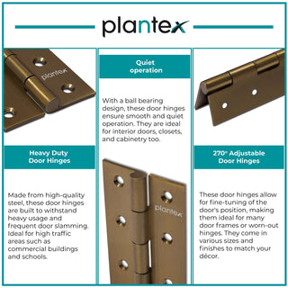 Plantex Heavy Duty Stainless Steel Door Butt Hinges 3 inch x 16 Gauge/1.5 mm Thickness Home/Office/Hotel for Main Door/Wooden/Bedroom/Kitchen/Kabza - Pack of 4 (Brass Antique)