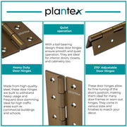 Plantex Heavy Duty Door Hinges 3 inch x 16 Gauge/1.5 mm Thickness Home/Office/Hotel for Main Door/Wooden/Bedroom/Kitchen/Kabja - Pack of 3 (Brass Antique)