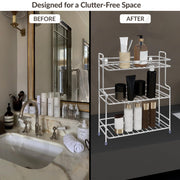 Plantex Self Adhesive Stainless Steel Bathroom Shelf/Multipurpose Organizer/Kitchen Rack and Shelf/Bathroom Stand (Chrome-Silver)
