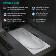 Plantex Bathtub For Bathroom/Bath tub for Adults/Deep Soaker Bathtub with Overflow and Waste Coupling Accessories (White - 1670 mm)