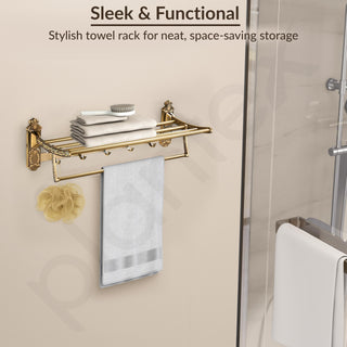 Plantex Antique Aluminum Folding Towel Rack for Bathroom/Folding Towel Stand/Towel Hanger/Bathroom Accessories (24 Inch)