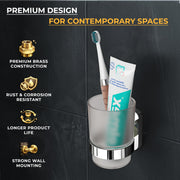 Plantex Tumbler Holder For Bathroom/Pure Brass Toothbrush Stand/Toothpaste/Razor Holder/ Bathroom Accessories - Pack of 1 (APS-GIA-03, Chrome)