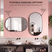 Plantex Aluminium Frame Mirror for Bathroom/Wall Mount Capsule Mirror for Bedroom/Dressing Room/Living Room/Entryway - (Black, 18x30 Inch)