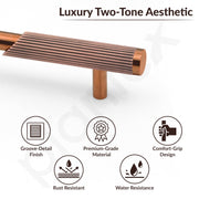 Plantex Stainless Steel & Aluminium Cabinet Handle/96mm Wardrobe Handle for Home/Cupboard Door Pull-Push Handles for Office - Pack of 2 (Rose Gold)