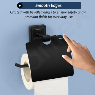Plantex 304 Grade Stainless Steel Toilet Paper Holder/Toilet Paper Roll Holder/Tissue Paper Roll Holder for Bathroom Accessories- Decan (Black)